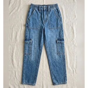 Women's Baggy Cargo Jeans – Size 00, Stretch Waistband